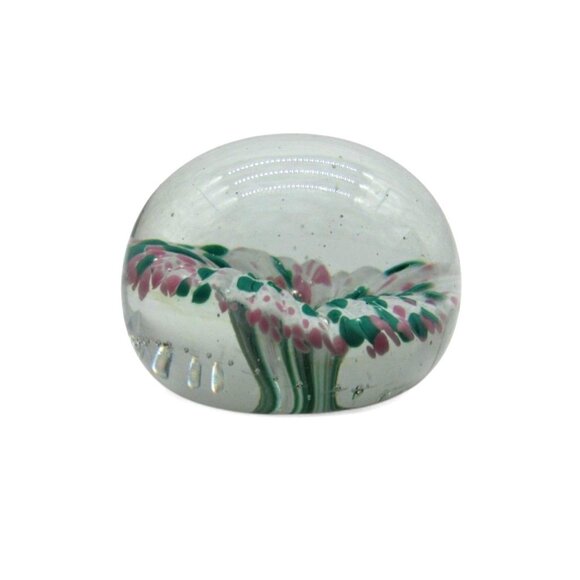 KERRY GLASS Paperweight with Handcrafted Floral Design Ireland Vintage - Picture 6 of 10